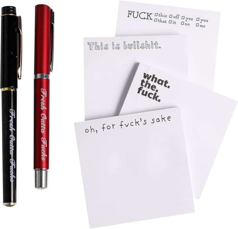 White Elephant Sticky Notes & Pen Set - Funny Desk Gift