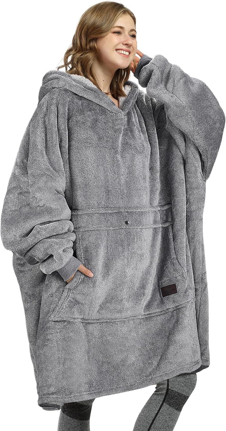 Wearable Sherpa Blanket Hoodie for Adults