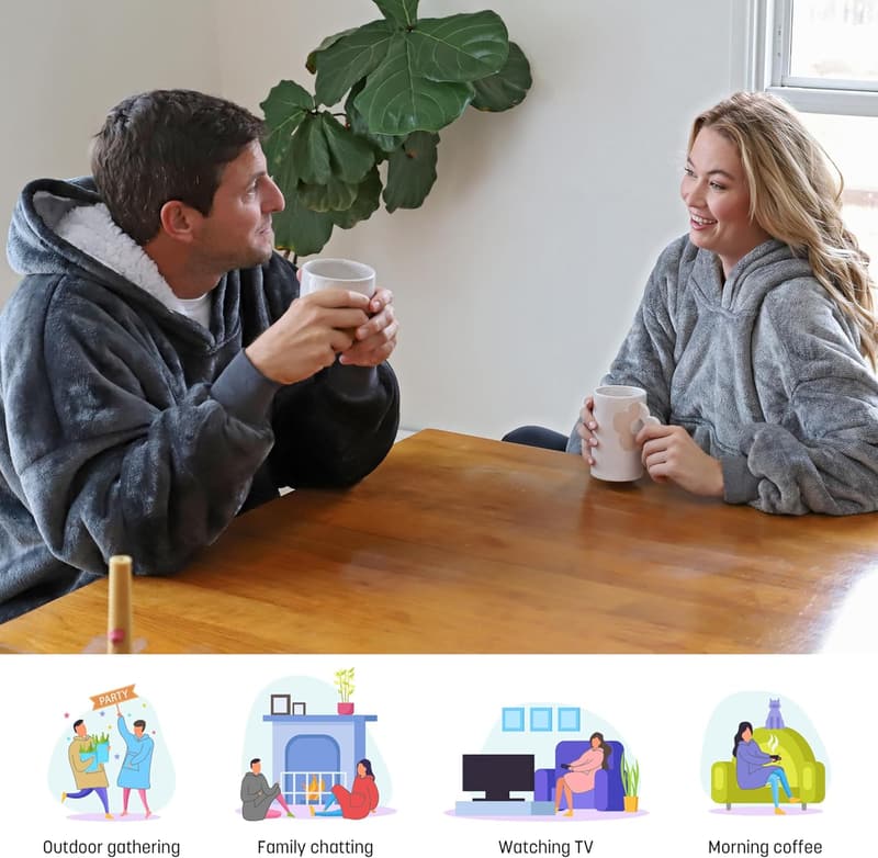 Wearable Sherpa Blanket Hoodie for Adults