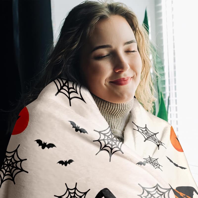 Christmas Horror Throw Blanket, Fun Spooky Design