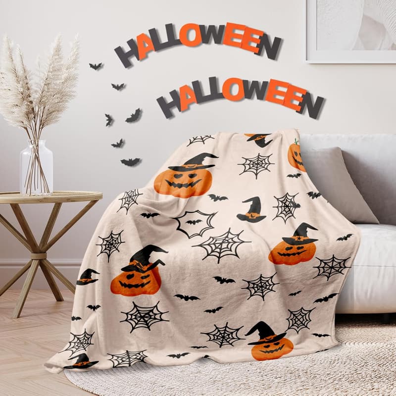 Christmas Horror Throw Blanket, Fun Spooky Design