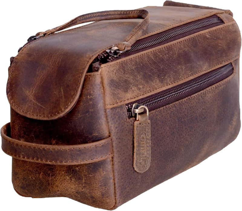 Buffalo Leather Unisex Toiletry Dopp Kit