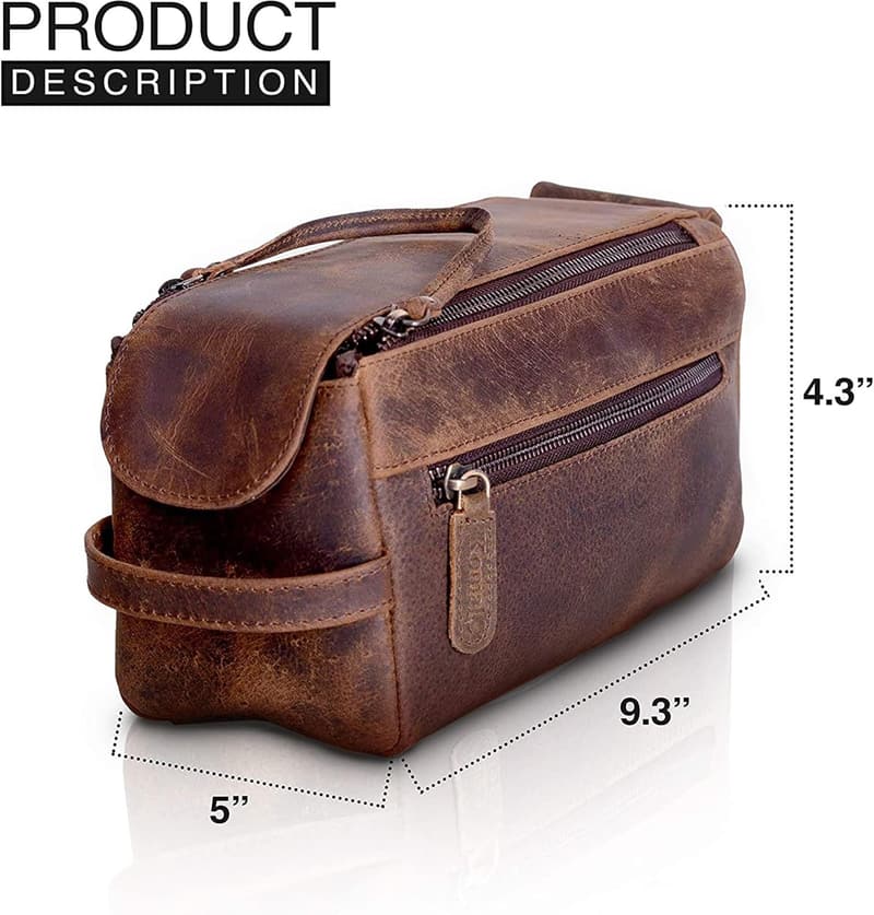 Buffalo Leather Unisex Toiletry Dopp Kit