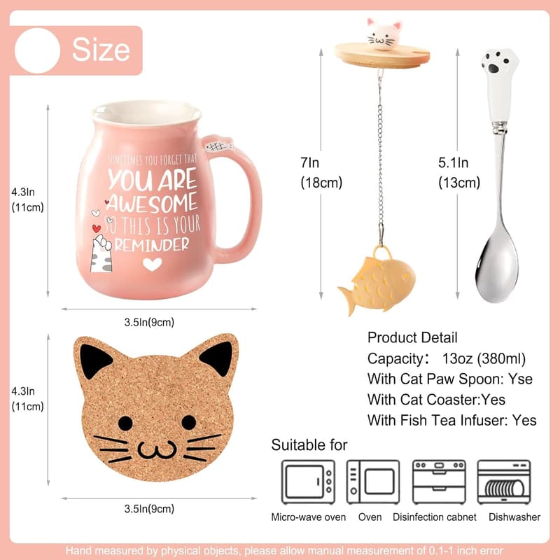 Birthday Cat Mug for Women - Cute Kawaii Coffee Cup Gift