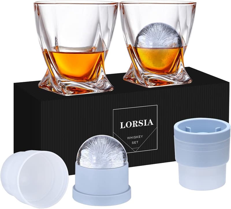 Gift Set: Whiskey Glasses & Ice Molds for Men