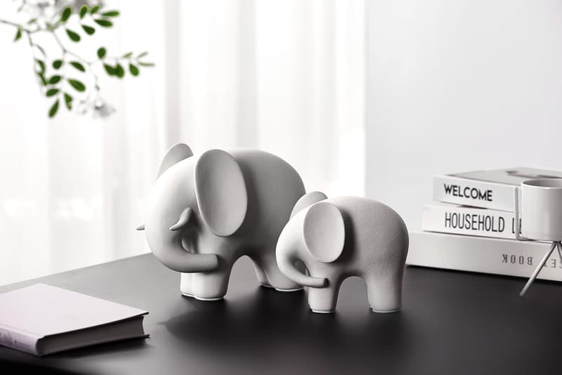 Ceramic White Elephant Decor for Home & Office