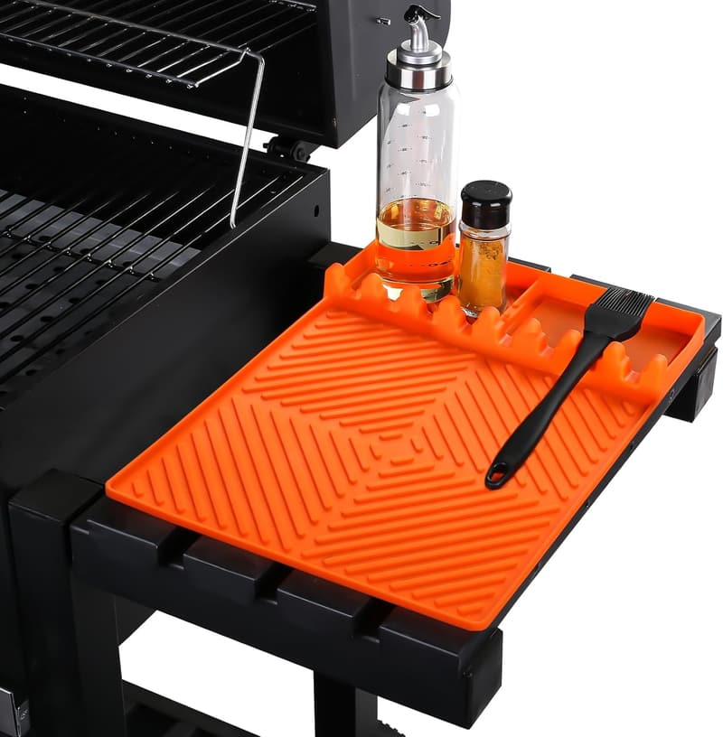 Barbecue Griddle Silicone Mat with Drip Pad (Orange)