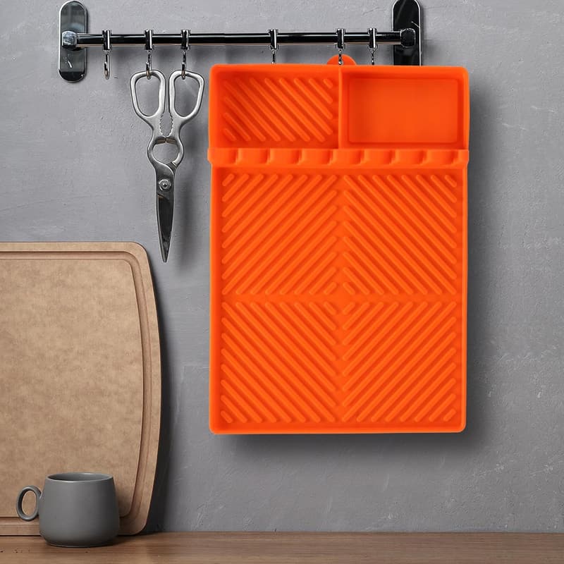 Barbecue Griddle Silicone Mat with Drip Pad (Orange)