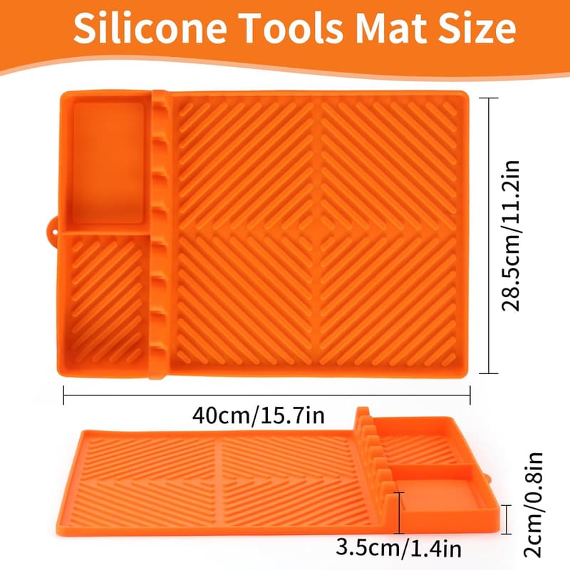 Barbecue Griddle Silicone Mat with Drip Pad (Orange)