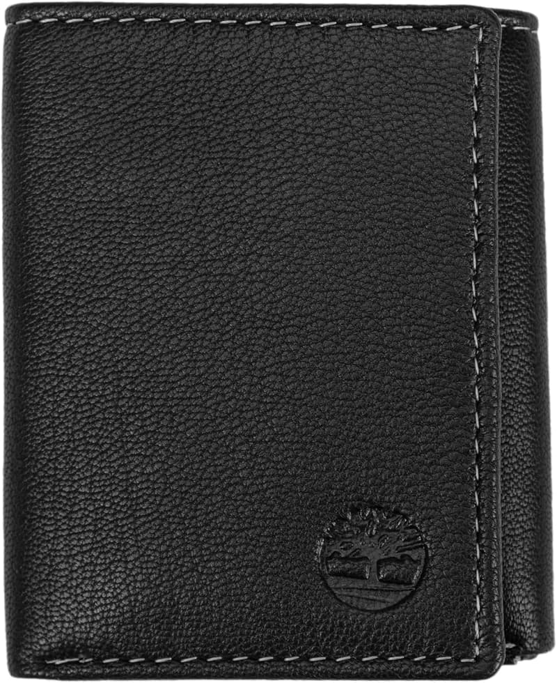 Men's Black Leather Trifold Wallet