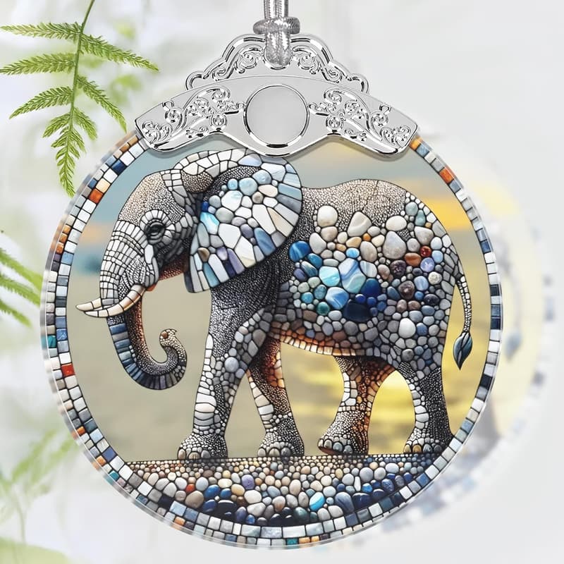 Christmas 2025 Stained Glass Elephant Ornament