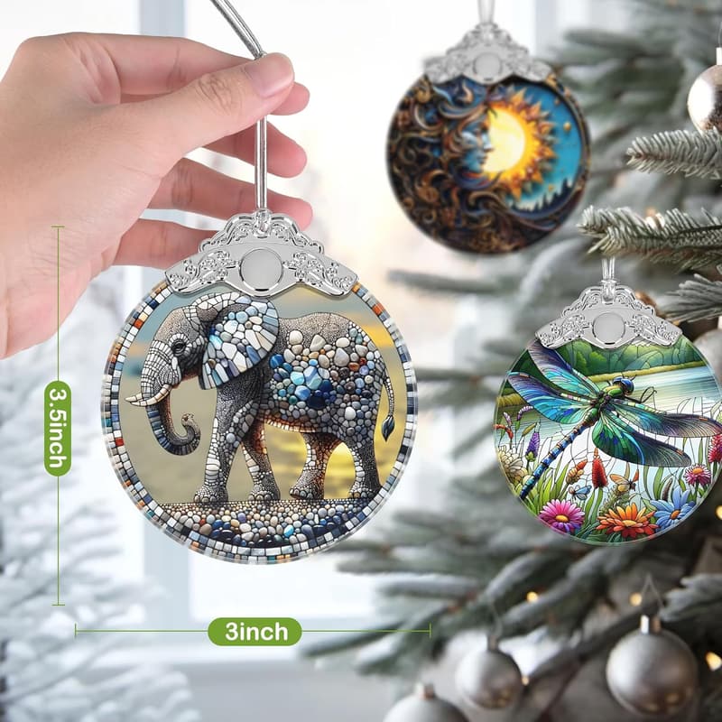 Christmas 2025 Stained Glass Elephant Ornament