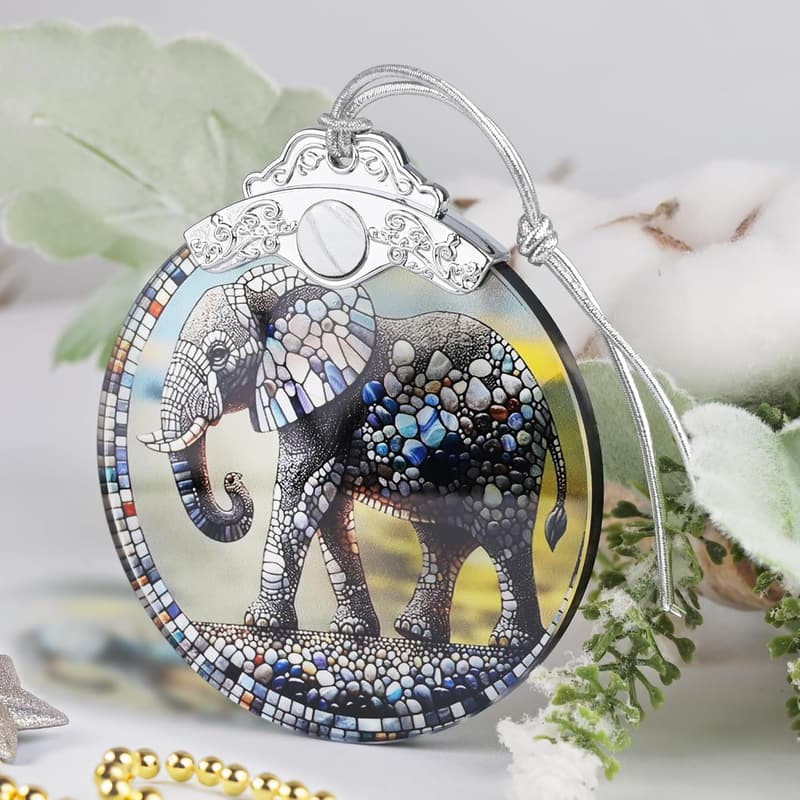Christmas 2025 Stained Glass Elephant Ornament
