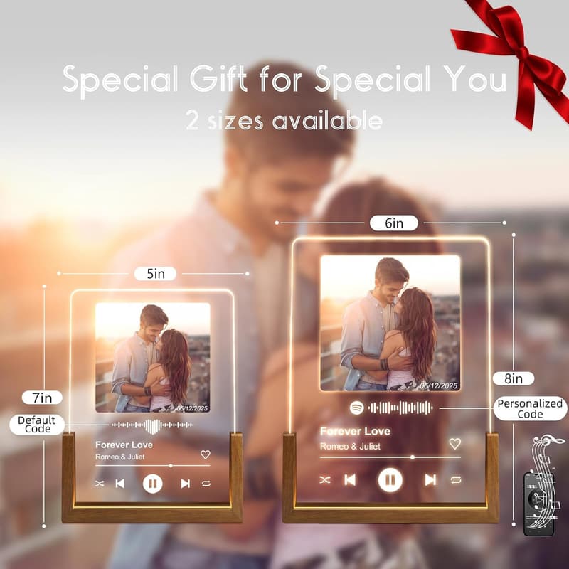 Valentine's Spotify Plaque with Custom Photo for Couples