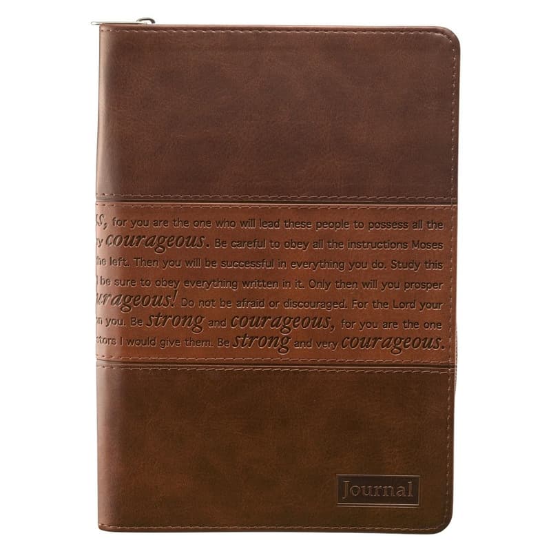 Inspirational Brown Faux Leather Journal with Bible Verse