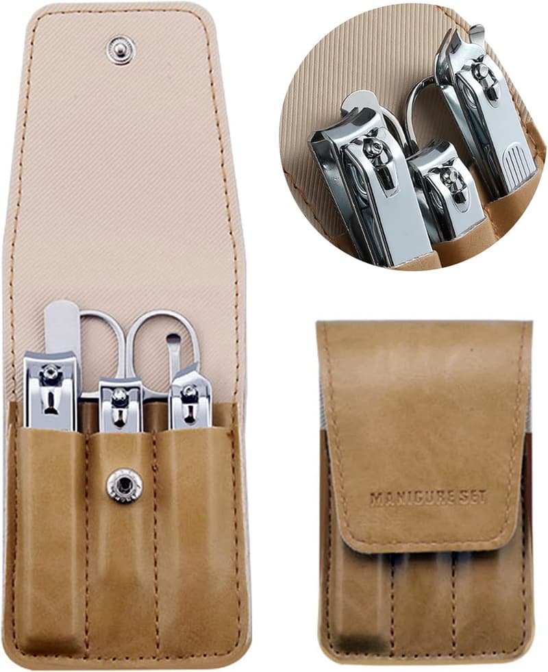 Manicure Nail Clipper Set, Stainless Steel, Beige