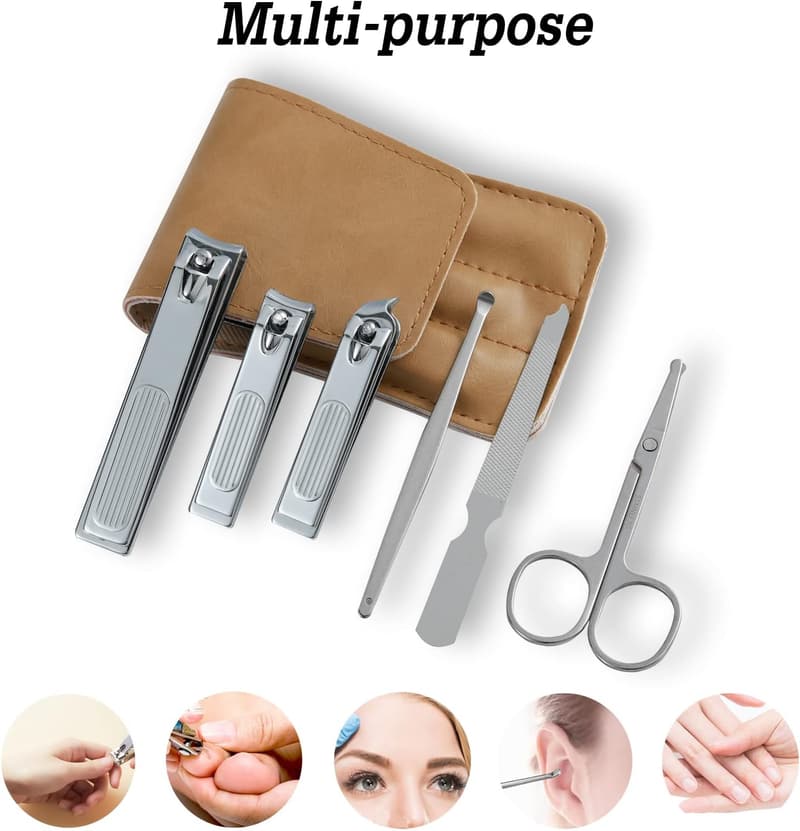 Manicure Nail Clipper Set, Stainless Steel, Beige