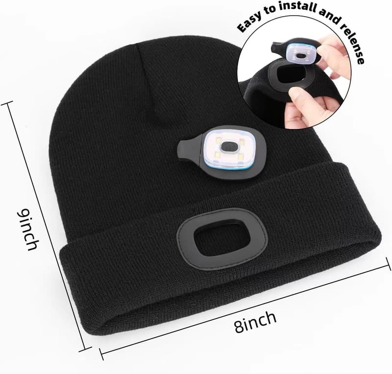Christmas LED Beanie Hat for Men, USB Rechargeable