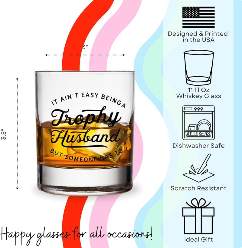 Father's Day Trophy Husband Whiskey Glass