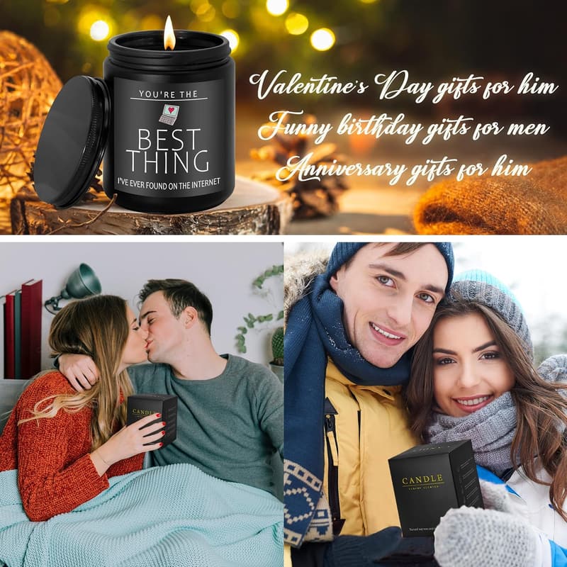 Birthday Candle for Him - Natural Soy Wax, 7 oz