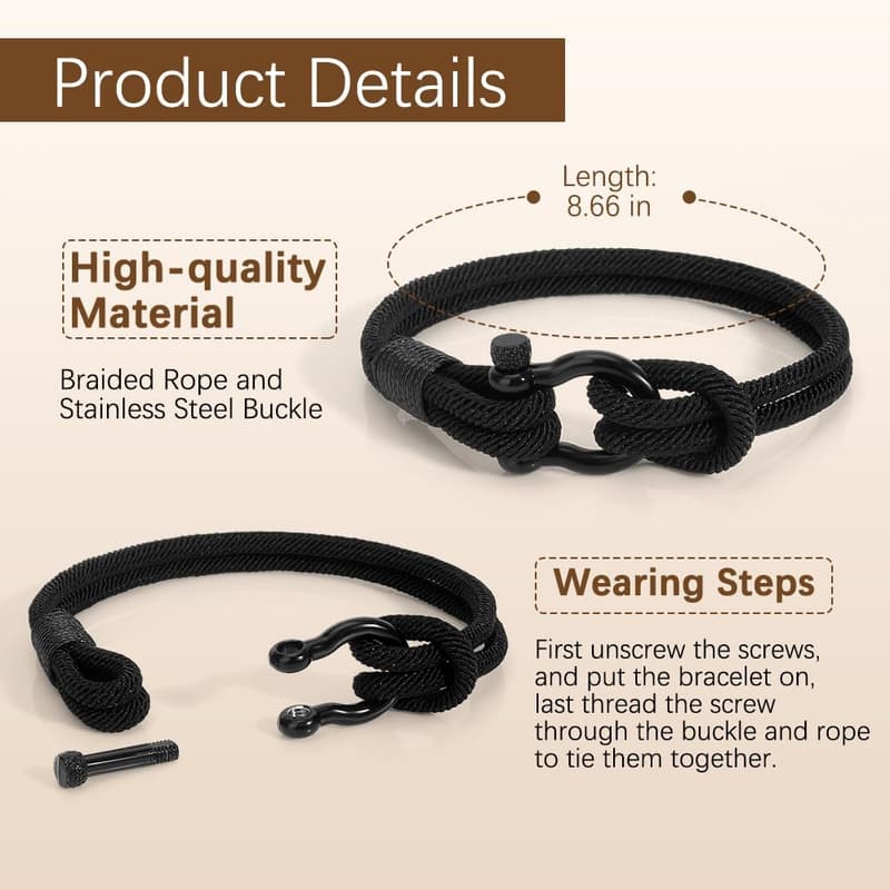 Valentine's Day Men's Bracelet - Personalized Gift