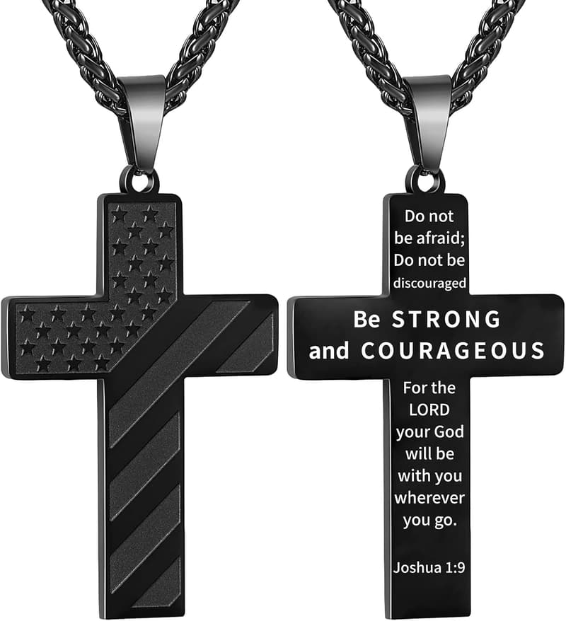 Graduation Cross Necklace for Men & Boys, Stainless Steel