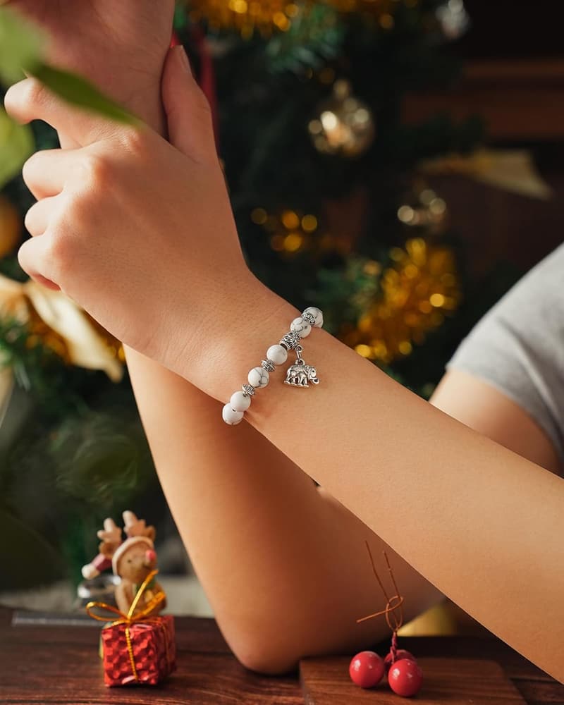 White Elephant Bracelet Gift for Adults