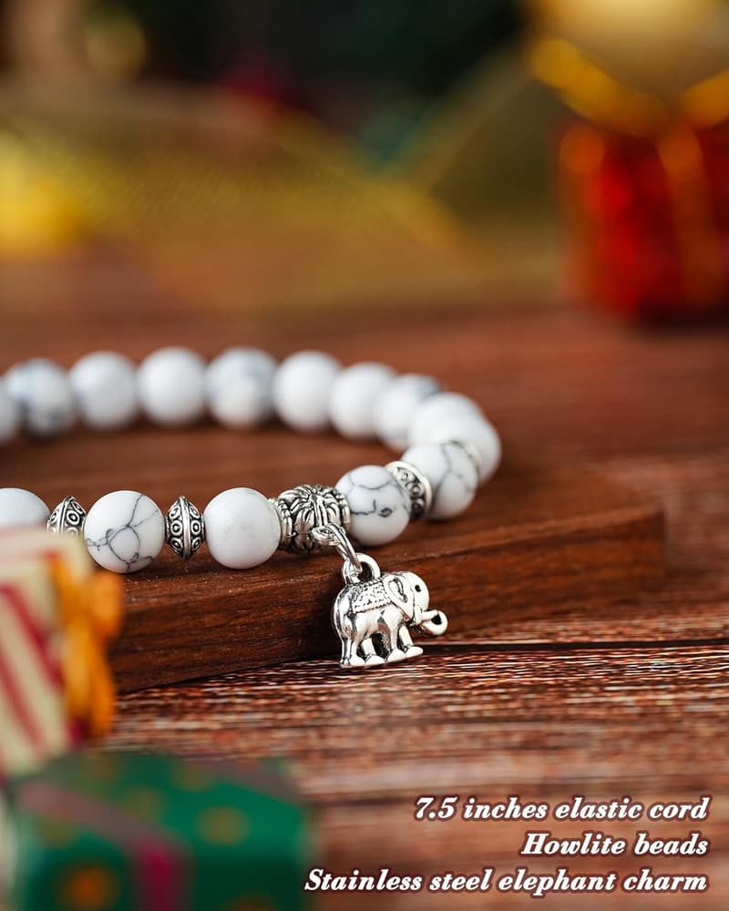 White Elephant Bracelet Gift for Adults