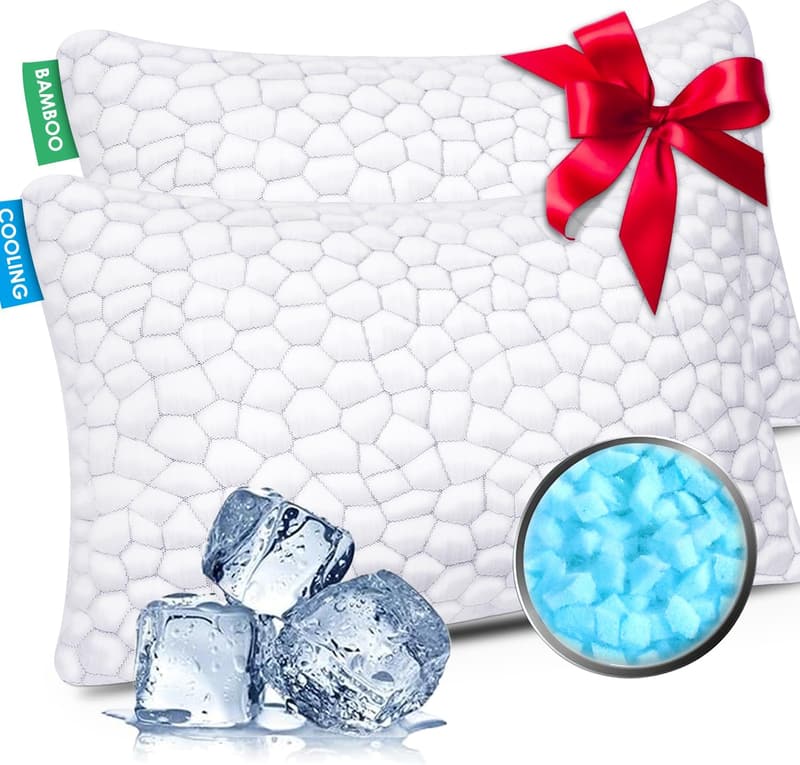 Cooling Memory Foam Pillows, Queen, Adjustable, 2-Pack