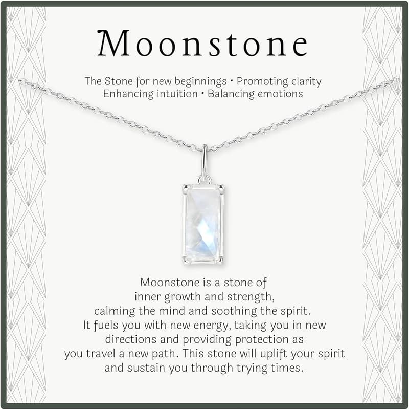 Rainbow Moonstone Necklace, Sterling Silver