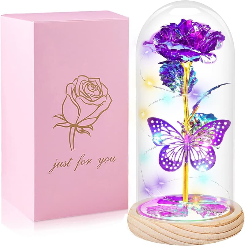 Mother's Day Purple Rose with Butterfly for Mom