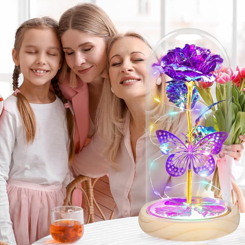 Mother's Day Purple Rose with Butterfly for Mom