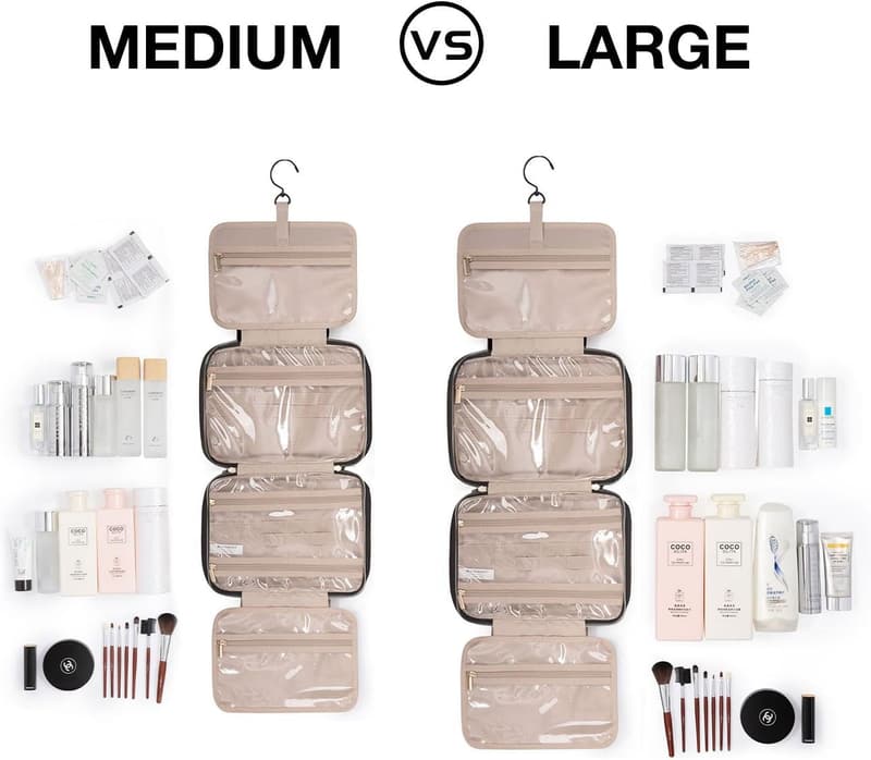 Travel Toiletry Bag with Hanging Hook, Water-Resistant