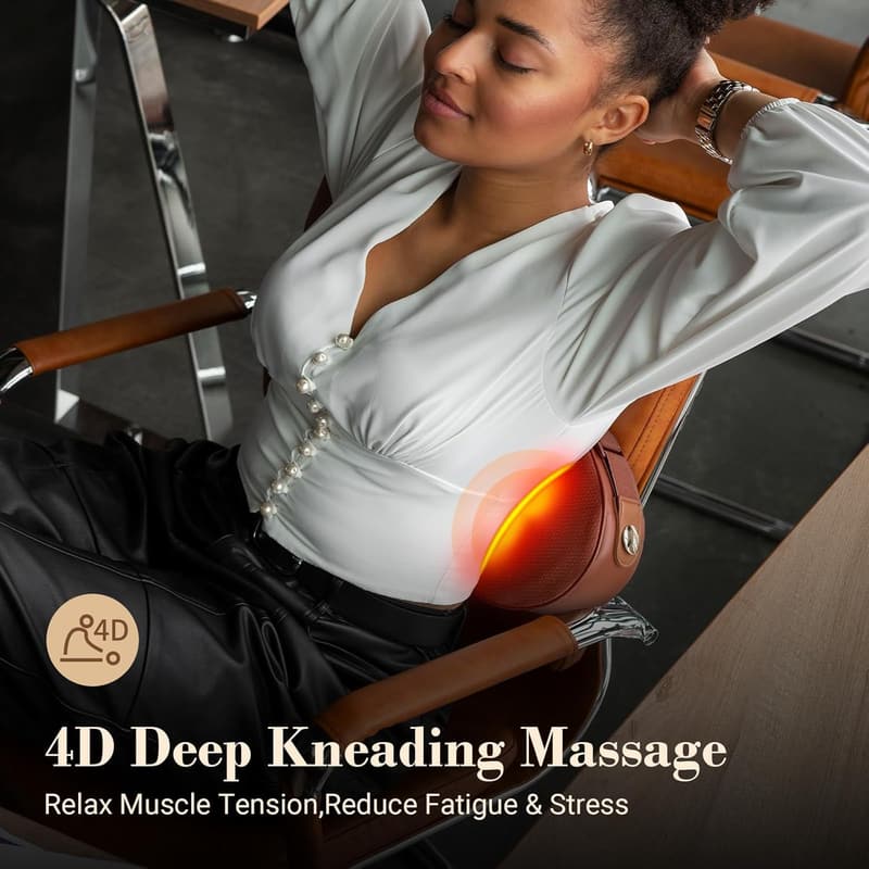 Massage Pillow with Heat - Cordless & Portable for All