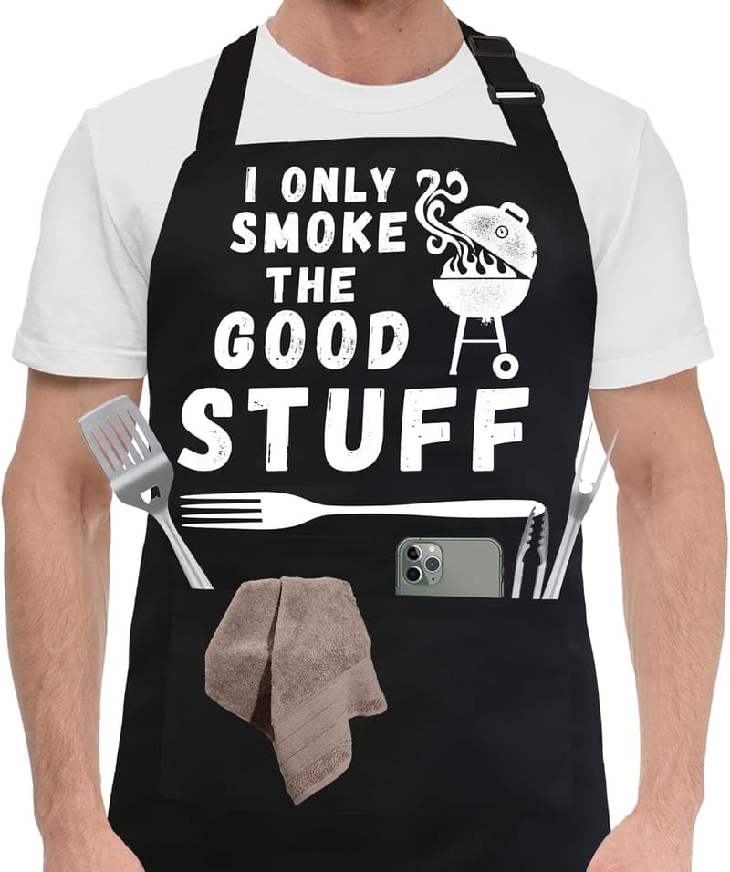 Father's Day BBQ Apron with Pockets and Adjustable Strap