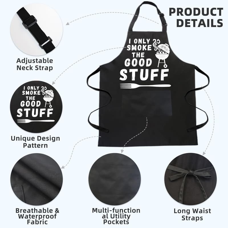 Father's Day BBQ Apron with Pockets and Adjustable Strap