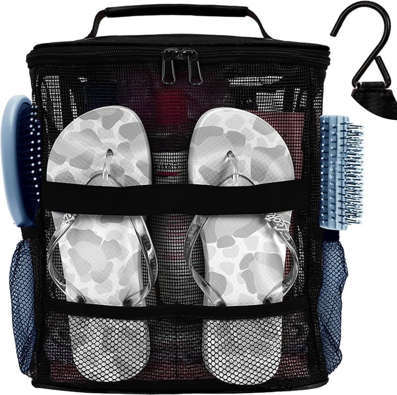 Large Mesh Shower Caddy with Hook for Dorm & Travel