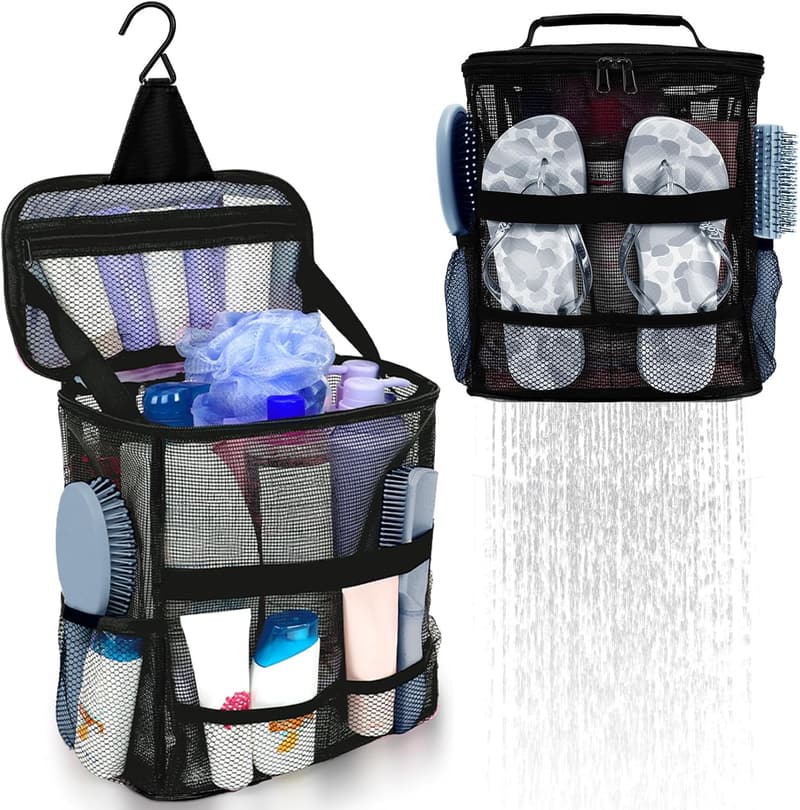 Large Mesh Shower Caddy with Hook for Dorm & Travel