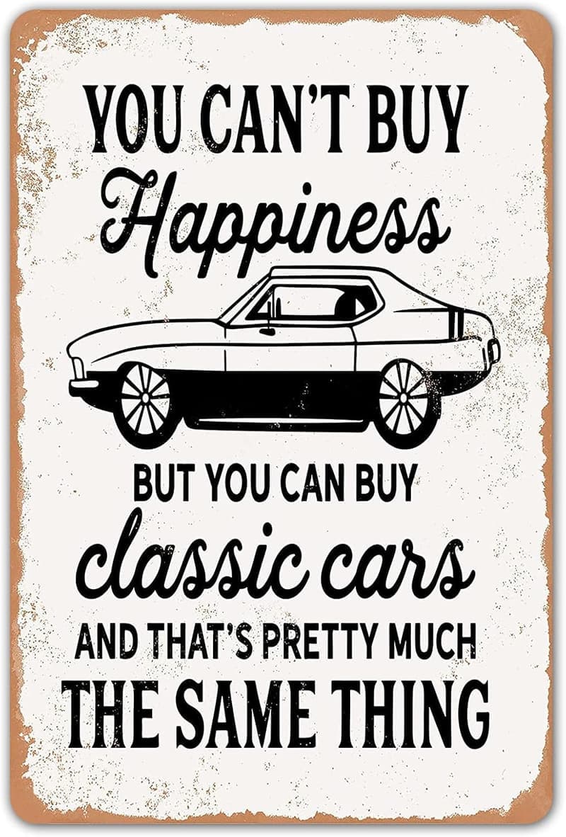 Man Cave Classic Cars Metal Sign, 8x12 Inch