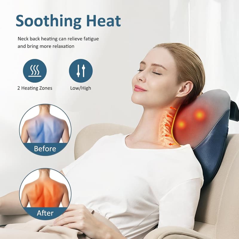 Shiatsu Back Massager with Heat for Pain Relief