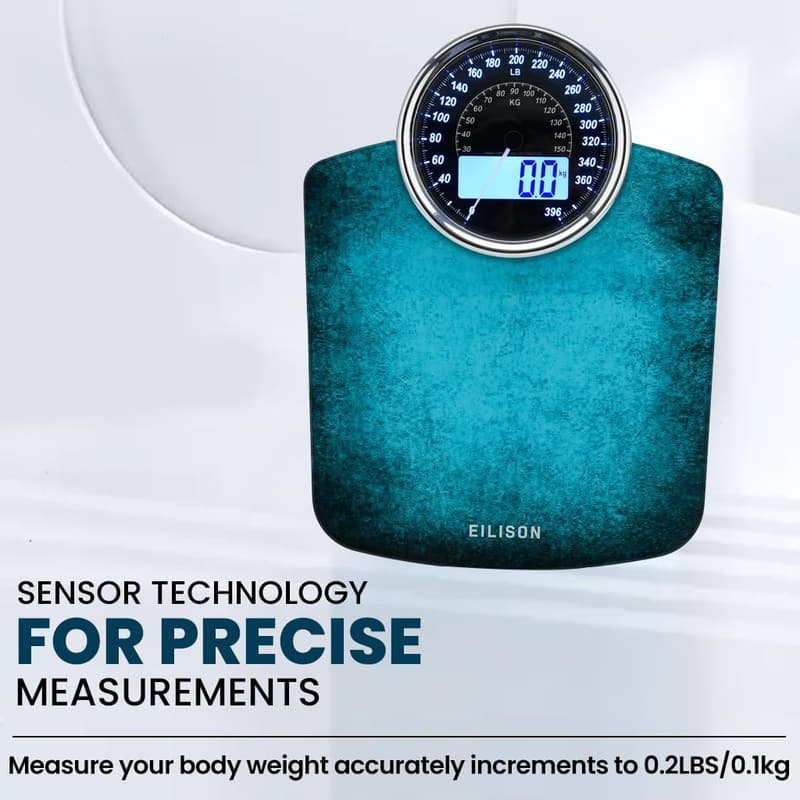 Digital & Analog Body Scale, 400lbs, Tempered Glass