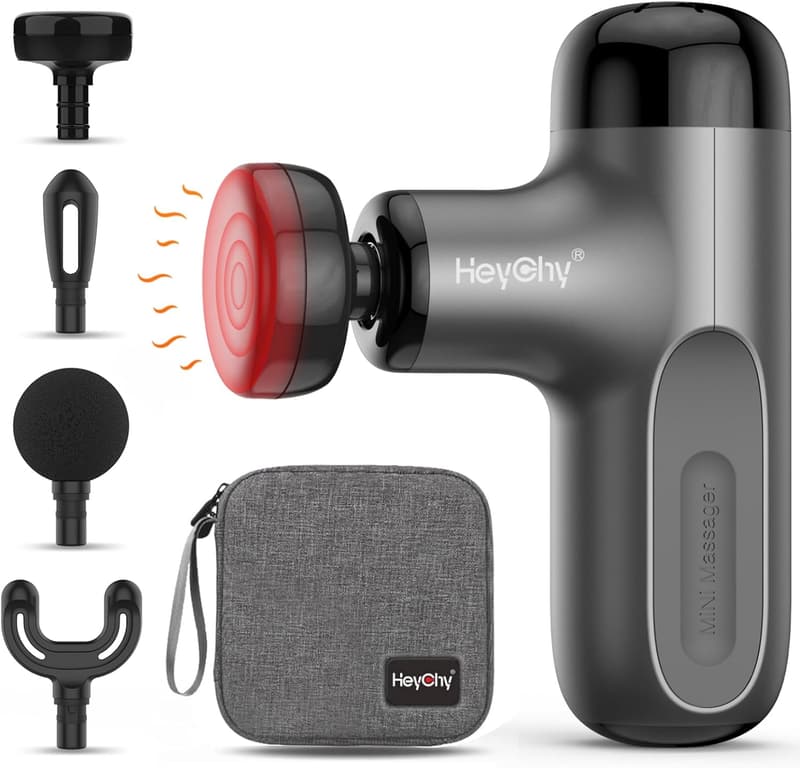 Athlete's Mini Heat Massage Gun with 4 Heads