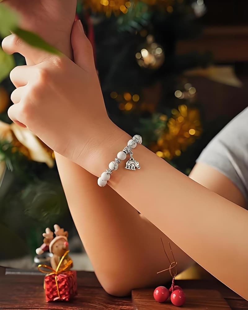 Christmas Elephant Pendant Bracelet Gift for Women