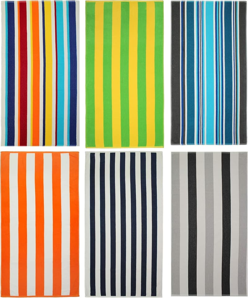 Beach Towel Set - Ringspun Cotton, Quick-Dry, Multi Stripe