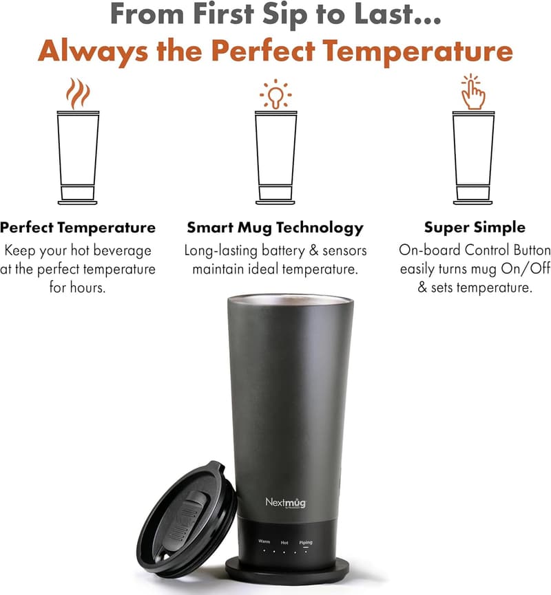 Self-Heating Travel Mug, Graphite 16 oz