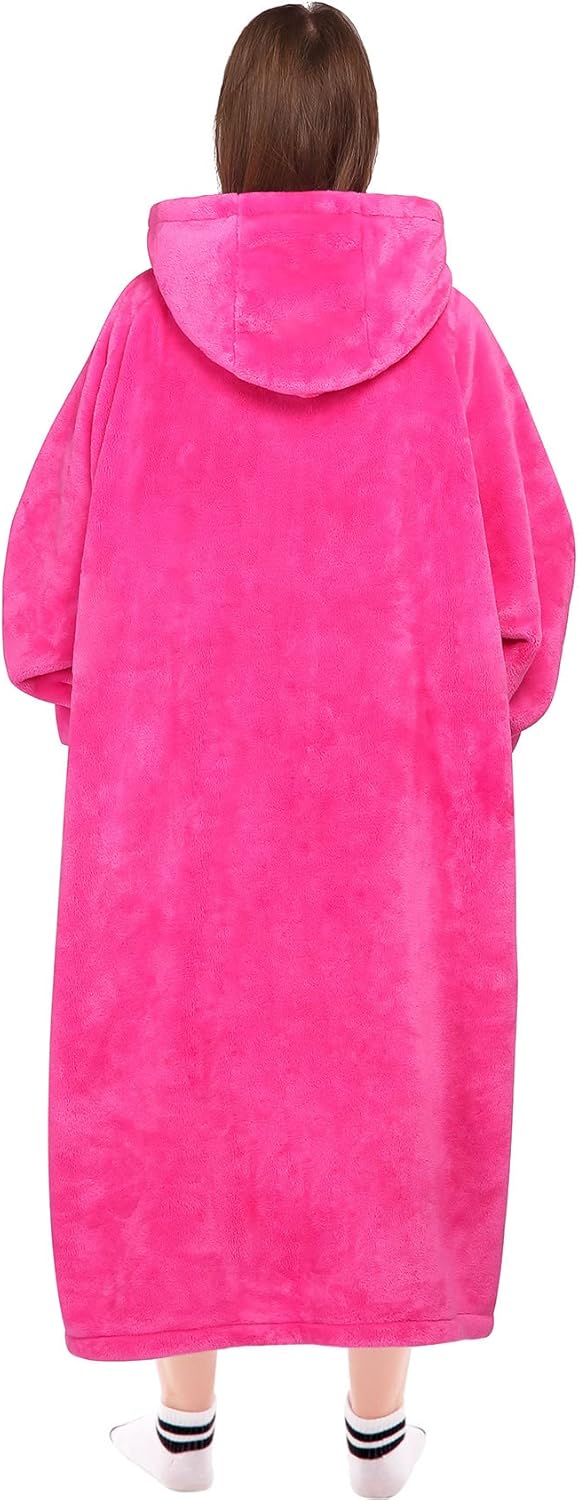 Wearable Blanket Sweatshirt - Thick Rose Flannel Hoodie