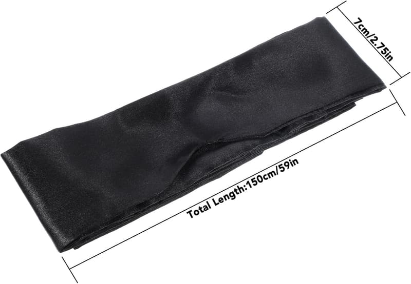 Travel Satin Sleep Mask Set - Adjustable, Soft Black (2 Pcs)