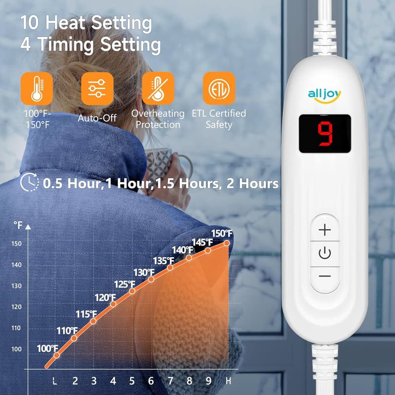 Full Body Weighted Heating Pad, 10 Heat & 4 Timer Settings