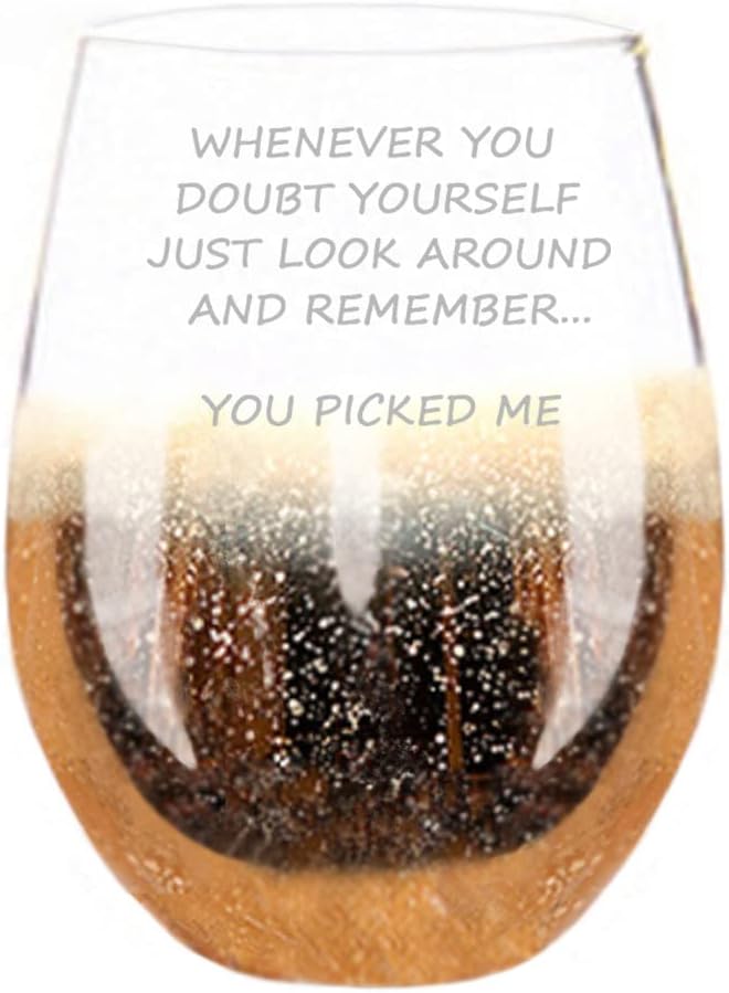 Valentine's Day Etched Gold Rim Wine Glass
