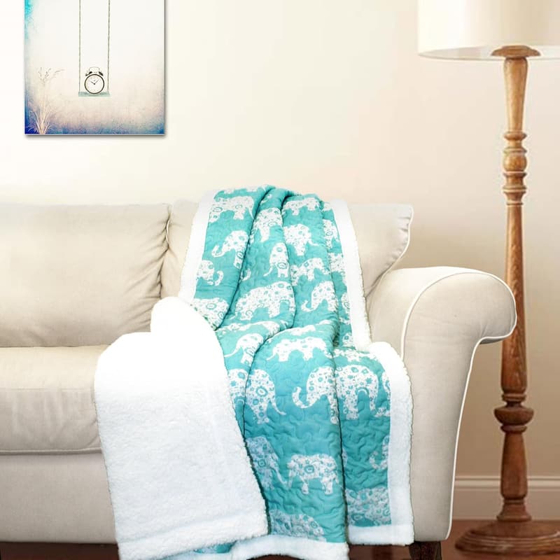 Elephant Sherpa Throw Blanket, Reversible 60